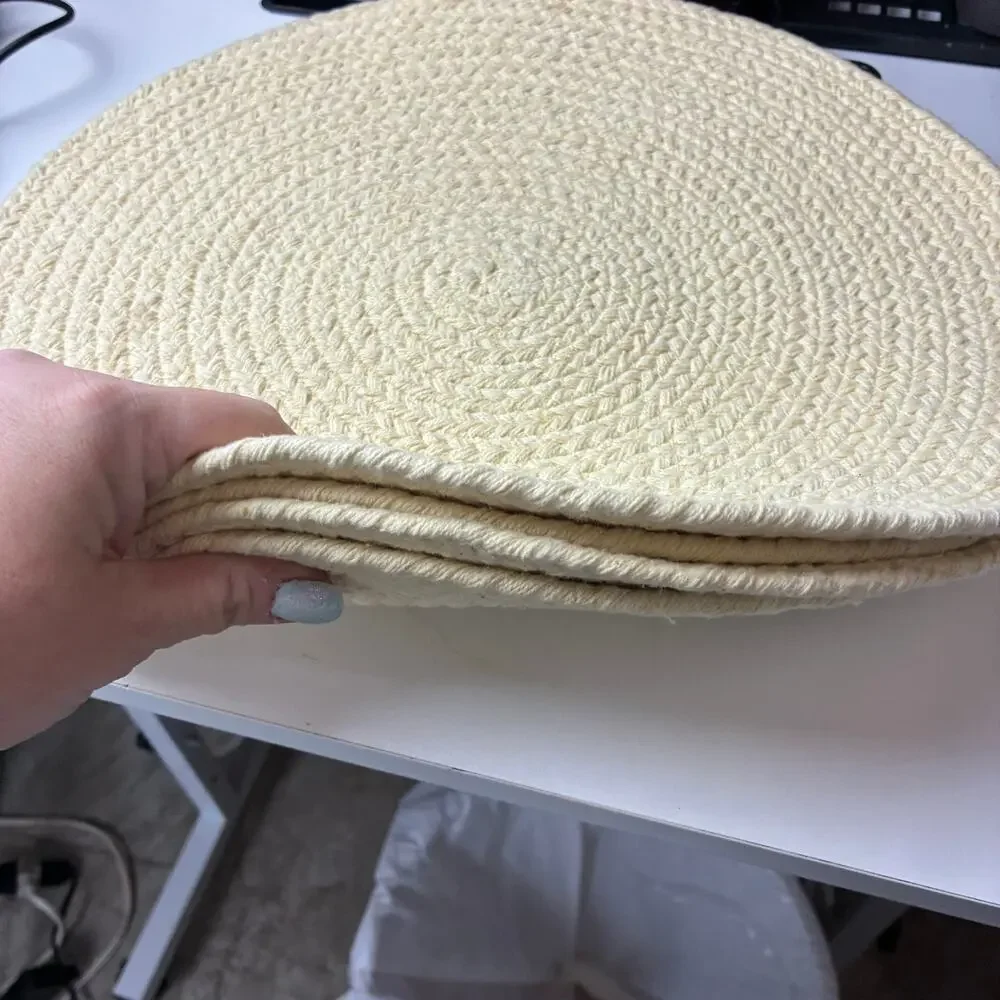 Set X4 Round Woven Braided Table Placemats 15